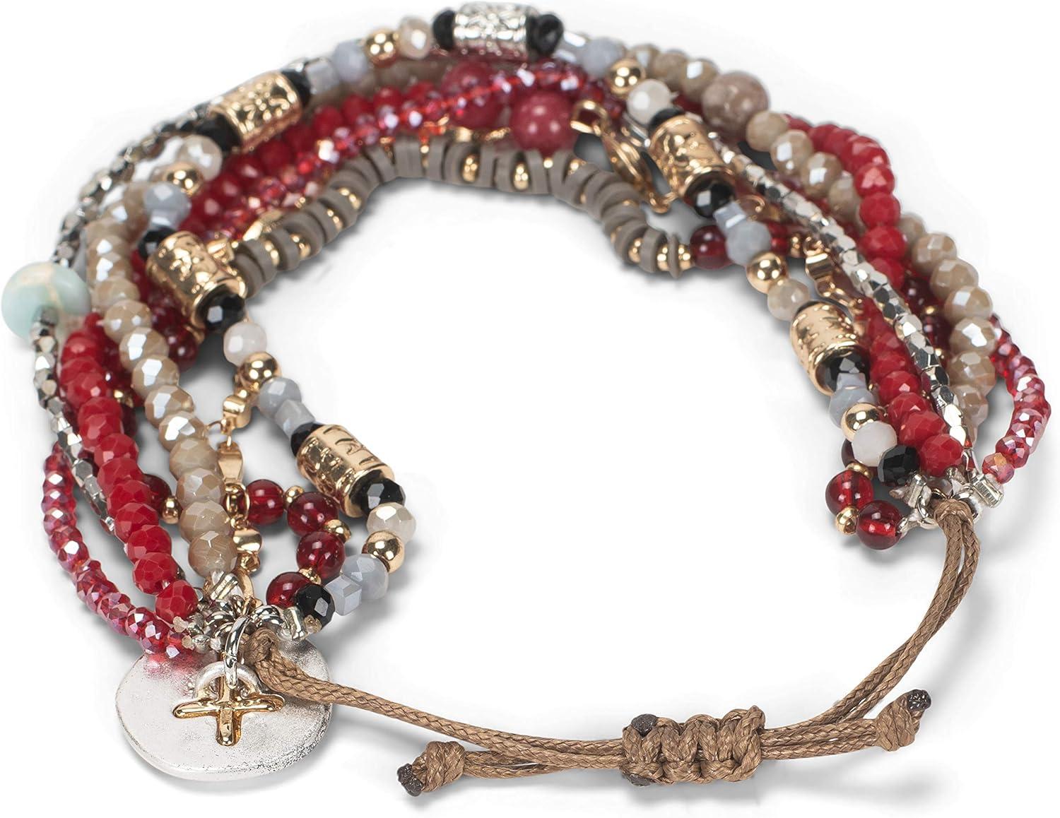imageDEMDACO Glass and Metal Charm BraceletBeaded Prayer Garnet Red