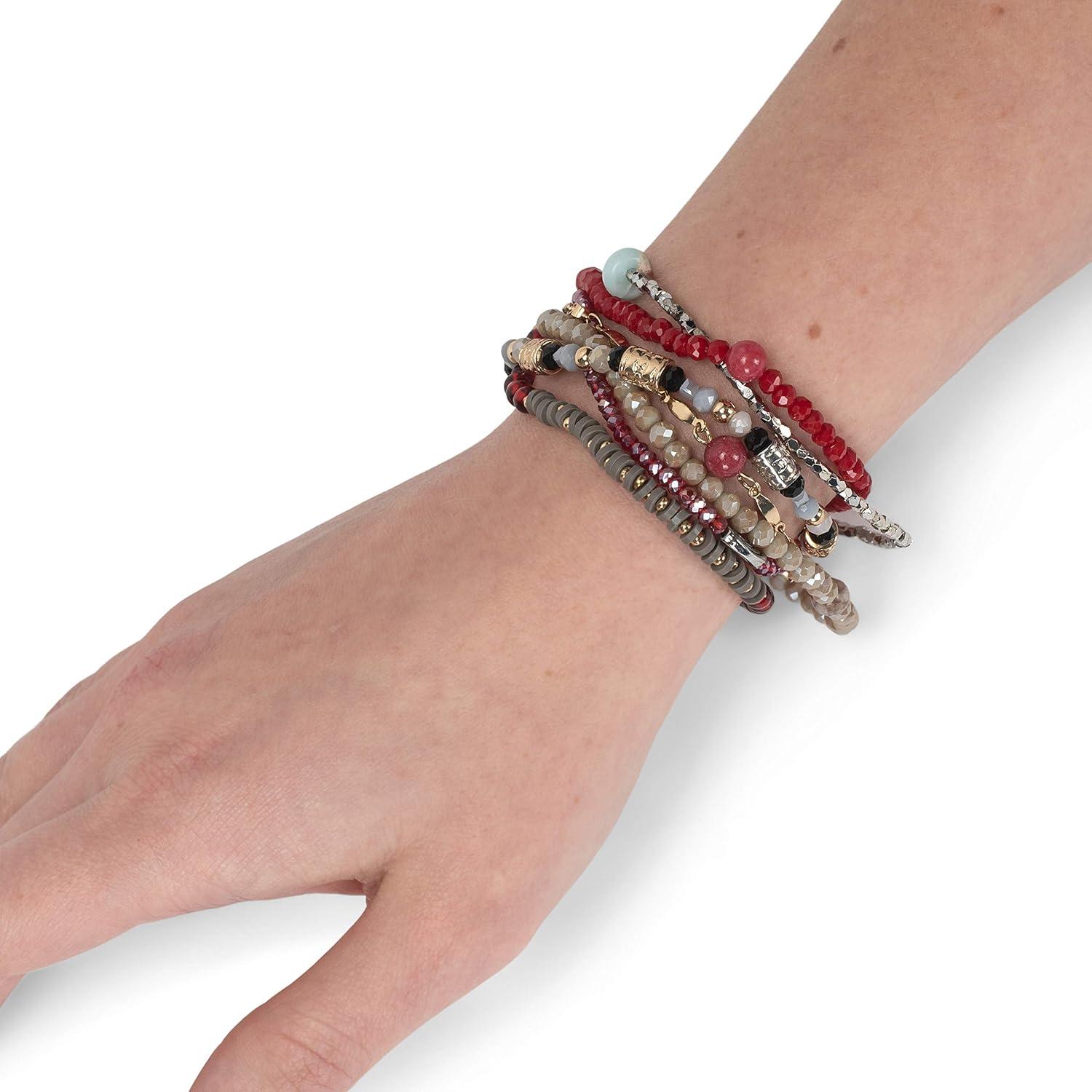 imageDEMDACO Glass and Metal Charm BraceletBeaded Prayer Garnet Red