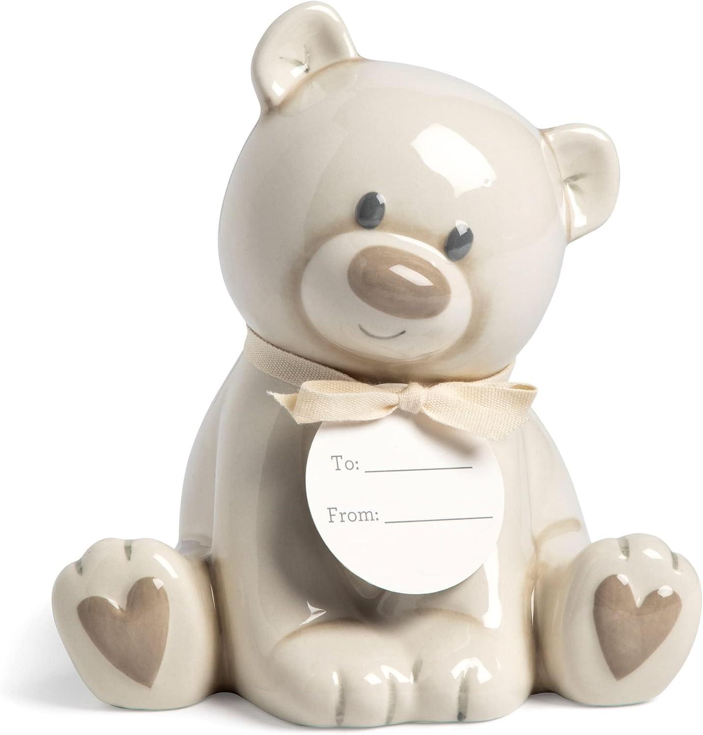 imageDEMDACO Teddy Bear Tan and Brown 7 x 55 Inch Ceramic Stoneware Piggy Money BankTan and Brown