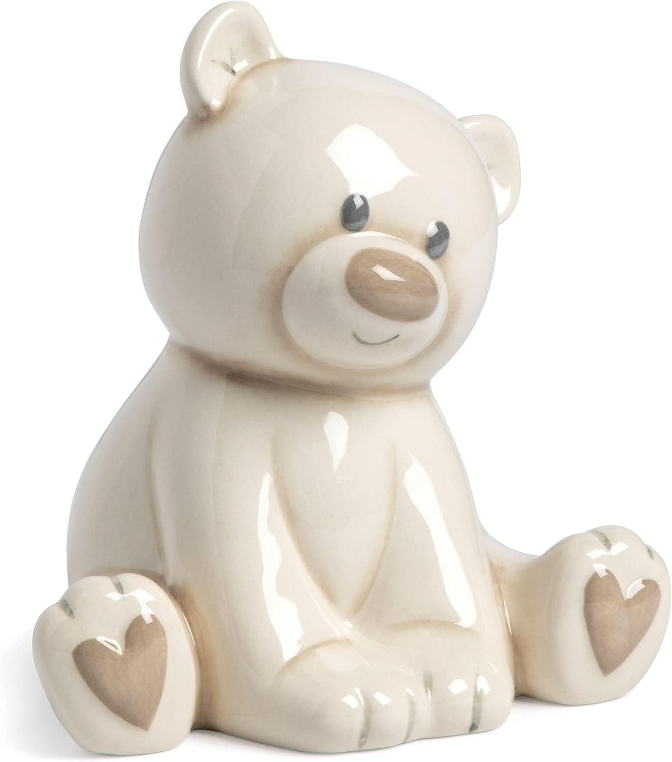 imageDEMDACO Teddy Bear Tan and Brown 7 x 55 Inch Ceramic Stoneware Piggy Money BankTan and Brown