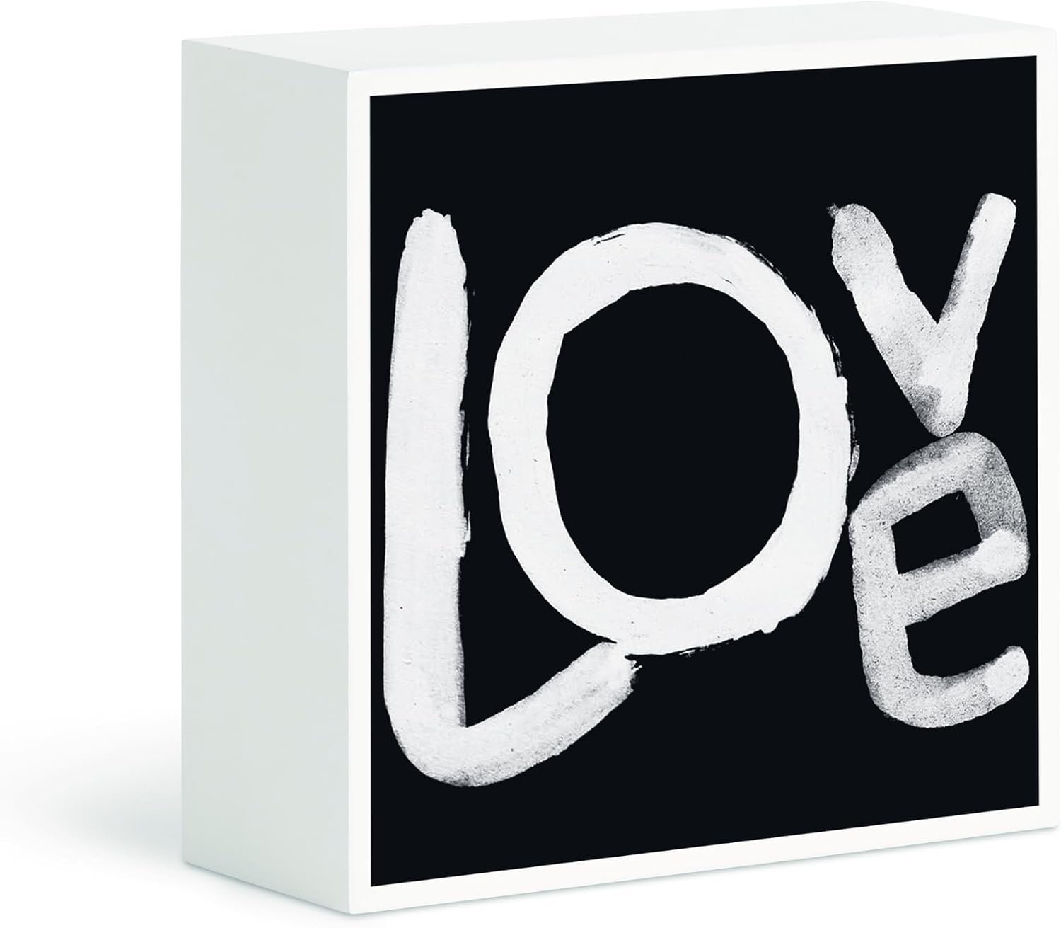 image:imageDEMDACO LOVE 4 Inch BlackWhite MDF Wood Decorative Tabletop Block Sign