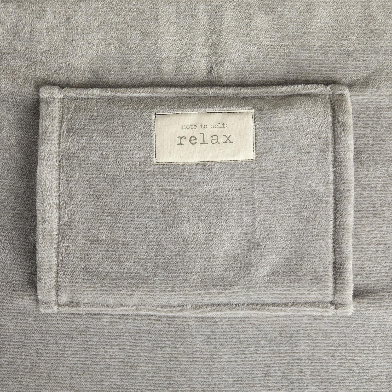 image:imageDEMDACO Note to Self Relax Soft Snuggly Grey 36 x 48 Polyester Knit Lap Blanket with Hand Pocket