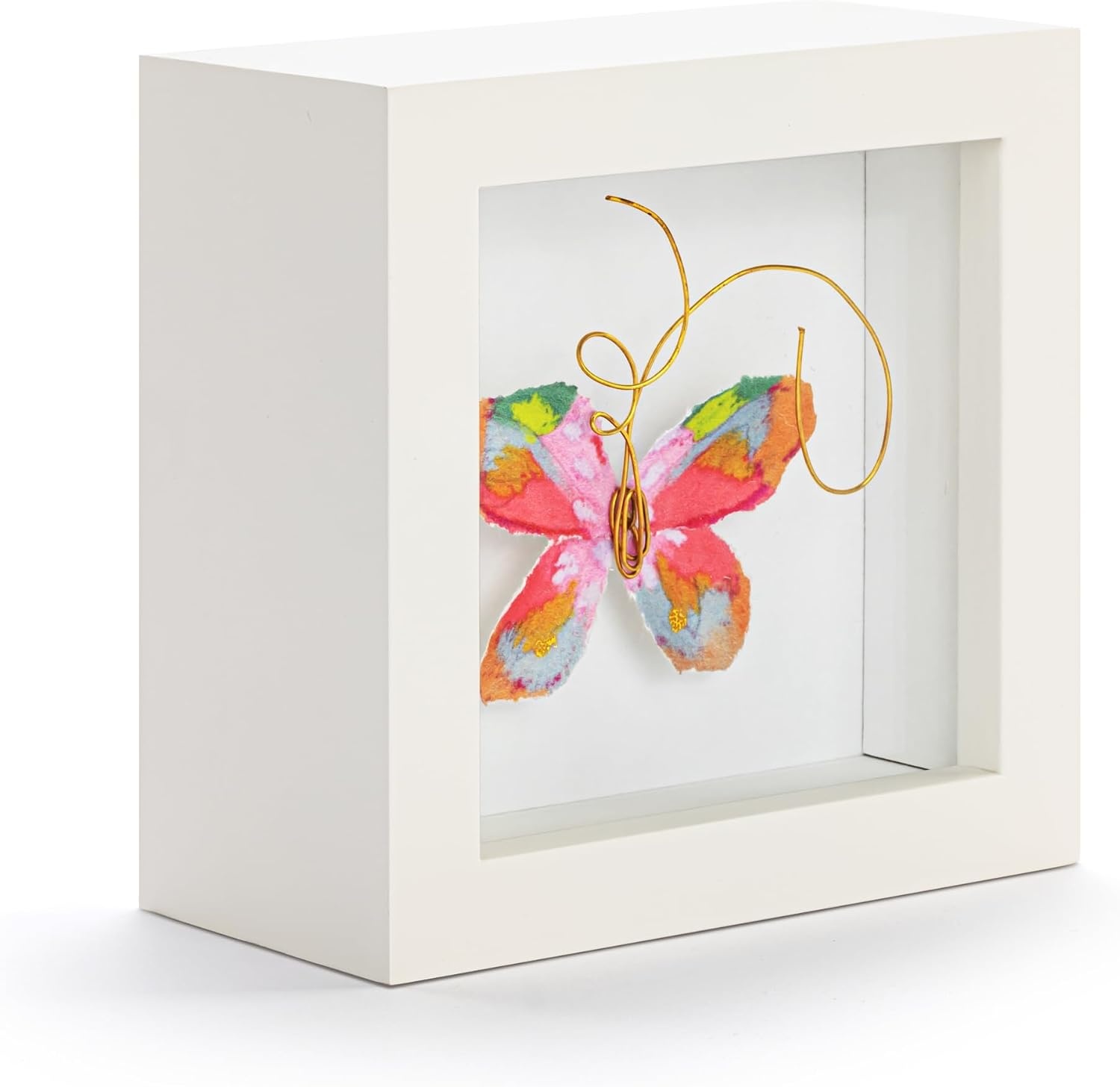 image:imageDEMDACO Wall or Tabletop Shadow Box Everyday Home Dcor 4 Inch Wood and Glass Living Boldly Butterfly
