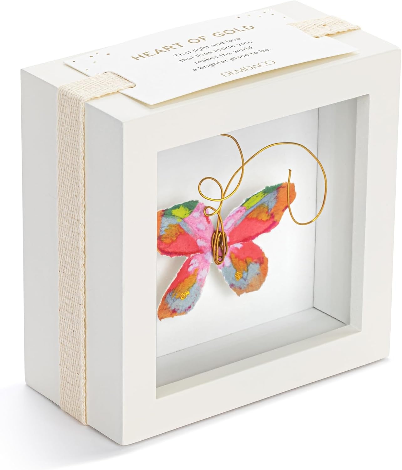 image:imageDEMDACO Wall or Tabletop Shadow Box Everyday Home Dcor 4 Inch Wood and Glass Living Boldly Butterfly