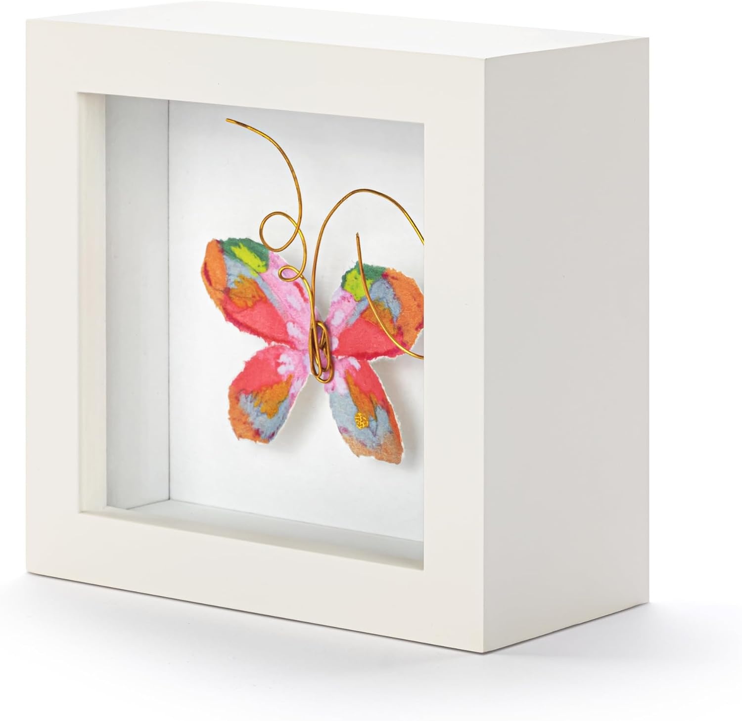 image:imageDEMDACO Wall or Tabletop Shadow Box Everyday Home Dcor 4 Inch Wood and Glass Living Boldly Butterfly