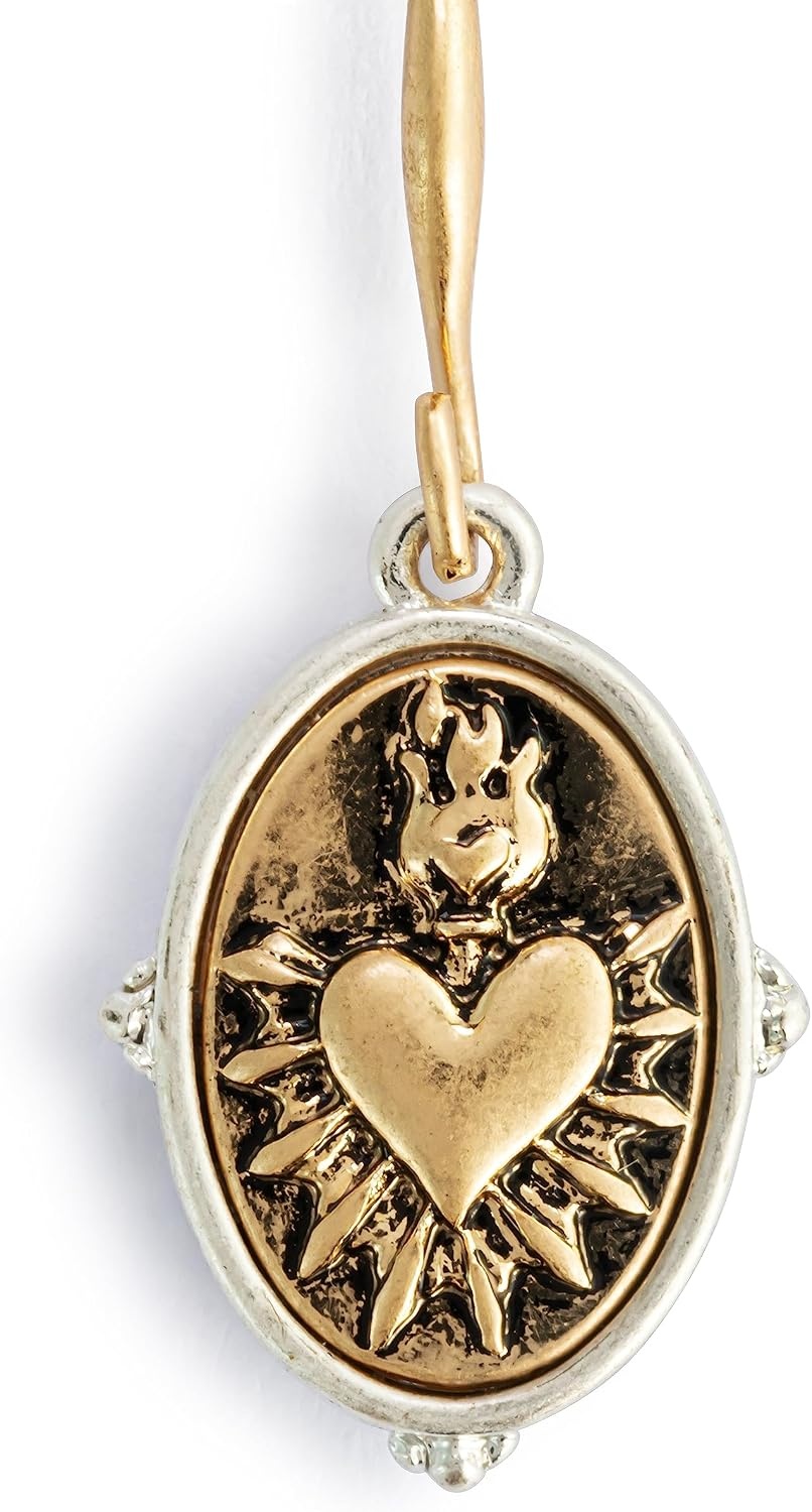image:imageDEMDACO Wrapped in Prayer Womens One Size Metal Fashion Dangle Drop Earrings Sacred HeartGold Tone