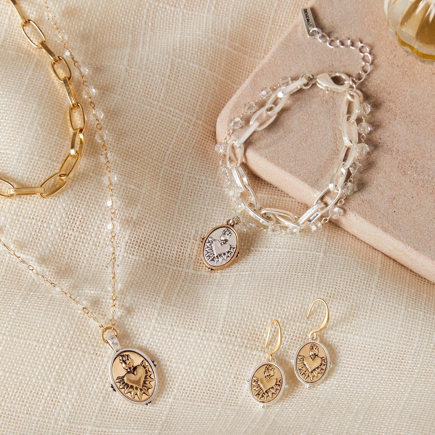 image:imageDEMDACO Wrapped in Prayer Womens One Size Metal Fashion Dangle Drop Earrings Sacred HeartGold Tone