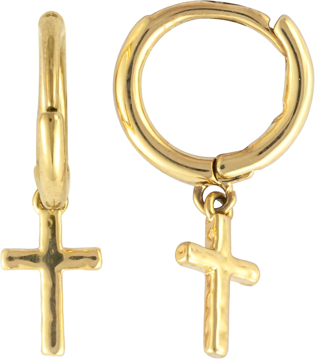 image:imageDemdaco Womens Everyday Fashion Huggie Hoop Earrings 775mm GoldPlated Cross