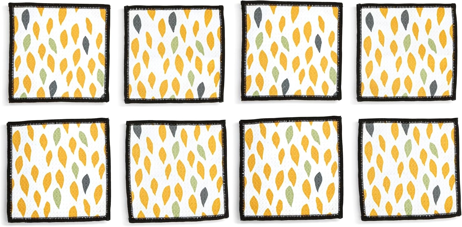 image:imageDEMDACO Reusable Absorbent Cloth Cocktail Napkins from Design Serving Collection 5 Inch Square Polyester Fiber Citrus Orange Set of 8