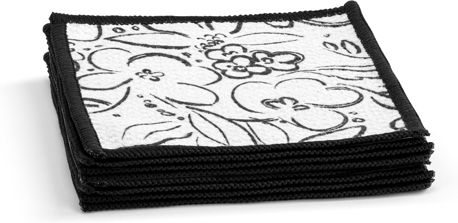 image:imageDEMDACO Reusable Absorbent Cloth Cocktail Napkins from Design Serving Collection 5 Inch Square Polyester Fiber Modern Floral Set of 8