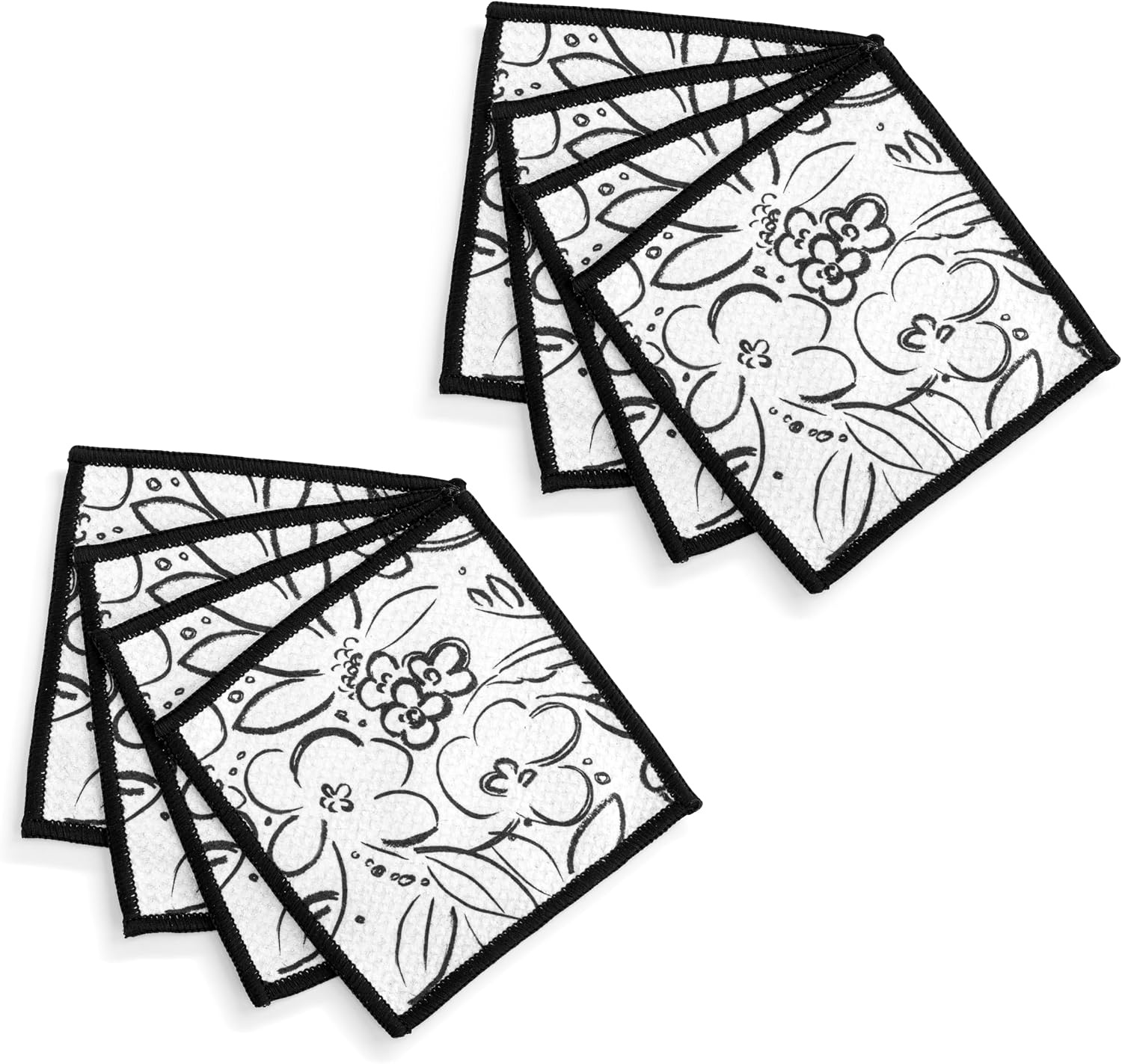image:imageDEMDACO Reusable Absorbent Cloth Cocktail Napkins from Design Serving Collection 5 Inch Square Polyester Fiber Modern Floral Set of 8