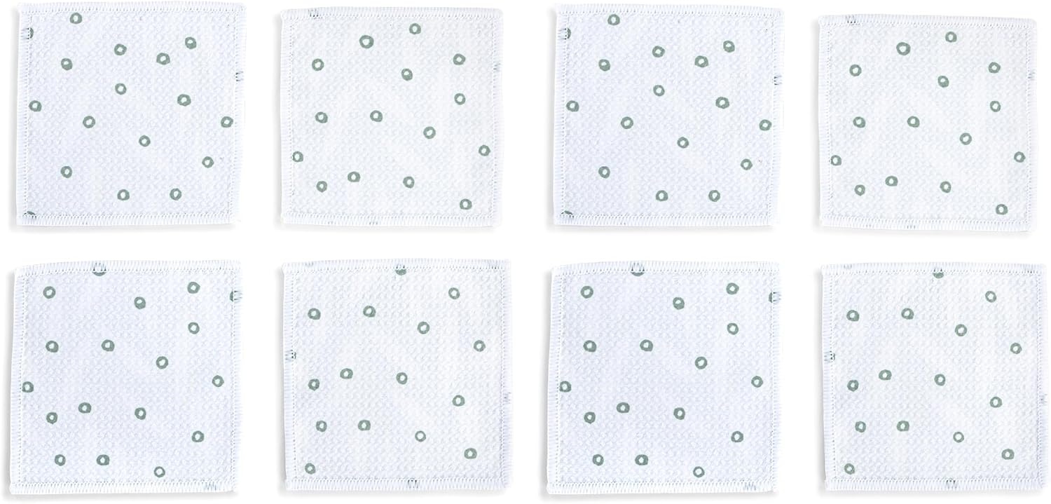 image:imageDEMDACO Reusable Absorbent Cloth Cocktail Napkins from Design Serving Collection 5 Inch Square Polyester Fiber Sage Leaves Set of 8
