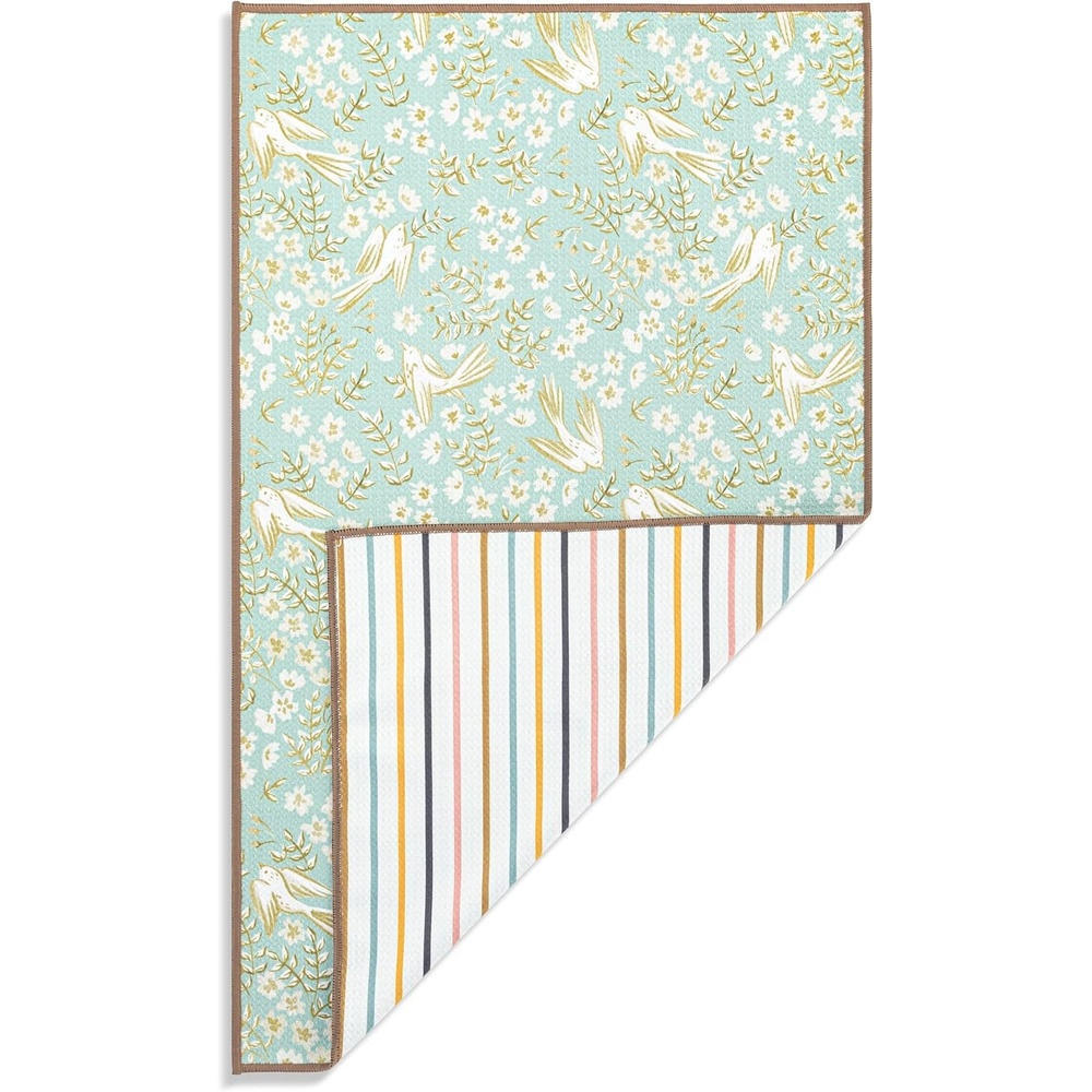 image:imageDEMDACO Absorbent Reversible Hand Dish Cloth Decorative Tea Towel from Design Serving Collection 18 x 30 Inch Polyester Fiber Bird and Vintage Floral