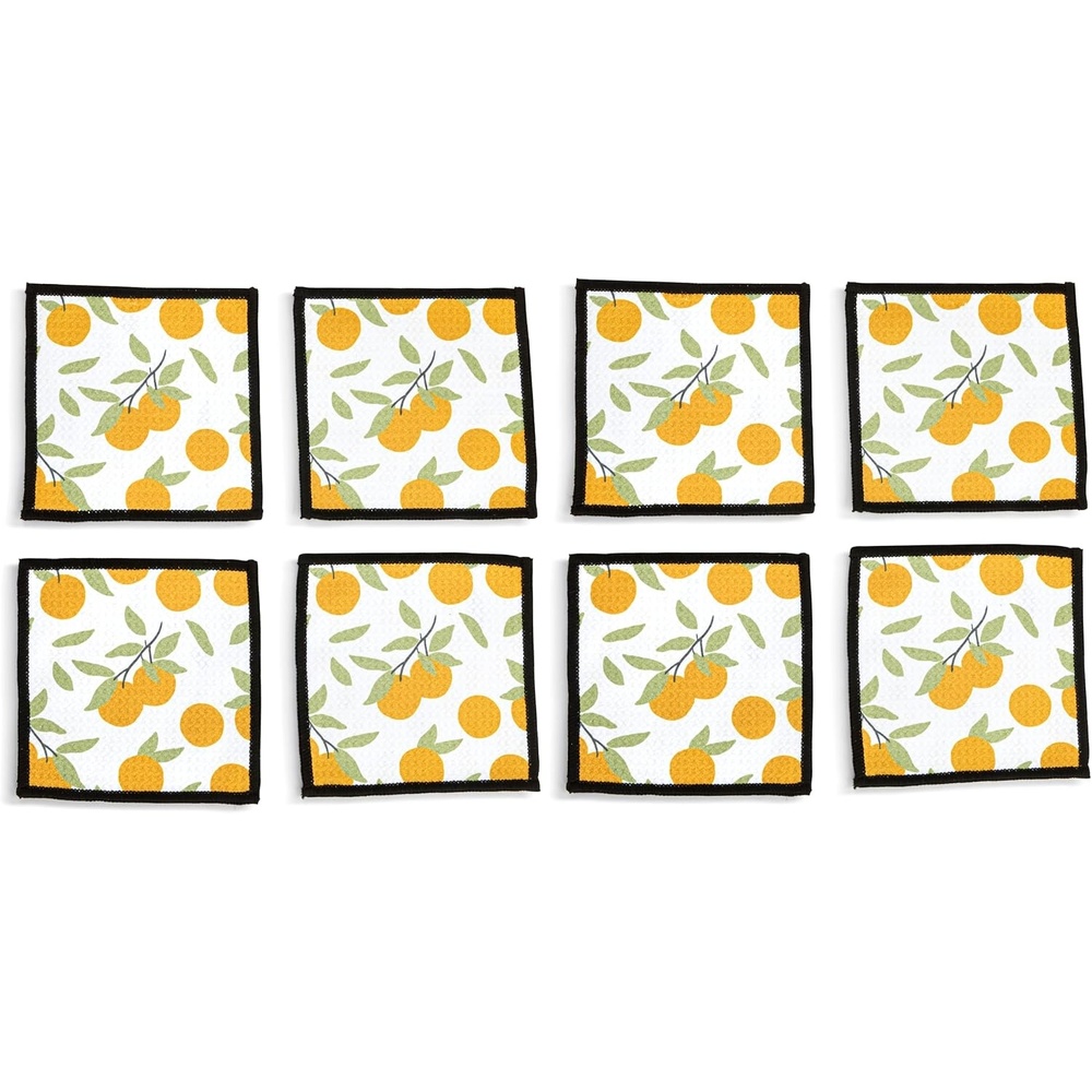image:imageDEMDACO Reusable Absorbent Cloth Cocktail Napkins from Design Serving Collection 5 Inch Square Polyester Fiber Citrus Orange Set of 8