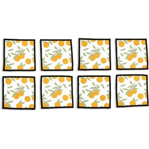 DEMDACO Reusable Absorbent Cloth Cocktail Napkins from Design Serving Collection 5 Inch Square Polyester Fiber Citrus Orange Set of 8