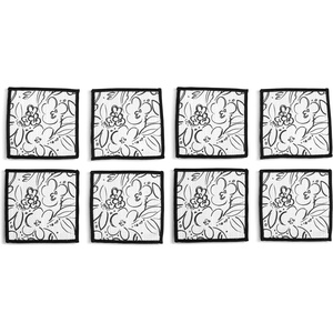 DEMDACO Reusable Absorbent Cloth Cocktail Napkins from Design Serving Collection 5 Inch Square Polyester Fiber Modern Floral Set of 8