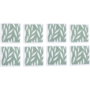 DEMDACO Reusable Absorbent Cloth Cocktail Napkins from Design Serving Collection 5 Inch Square Polyester Fiber Sage Leaves Set of 8