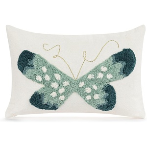 DEMDACO Decorative Rectangular Accent Throw Pillow Cushion, 12 x 18 Inch Cotton and Polyester, Blue Butterfly