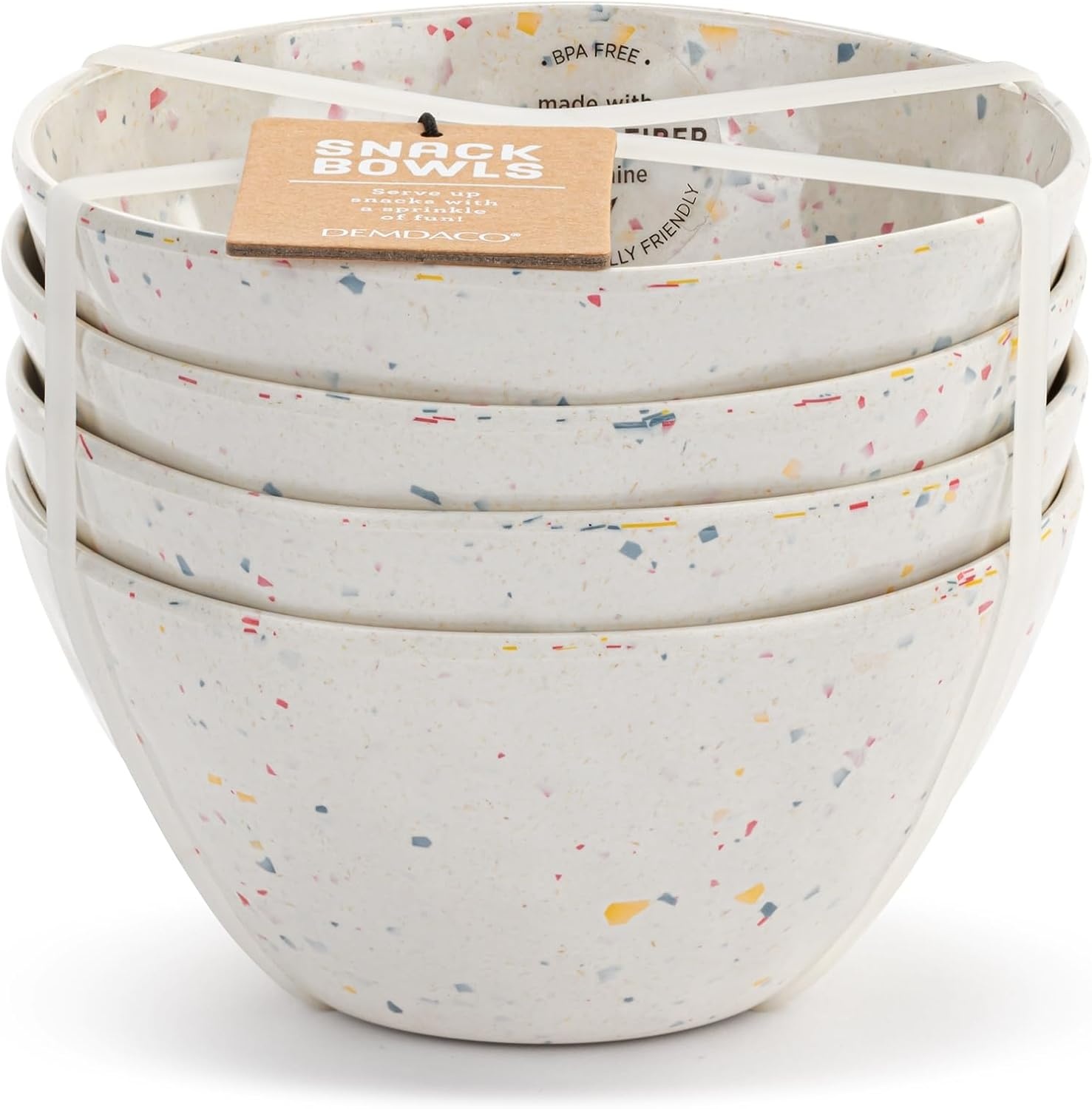 image:imageDEMDACO Decorative Snack Bowls for Nuts Fruit or Dips 3 x 6 Inch Melamine Confetti Set of 4