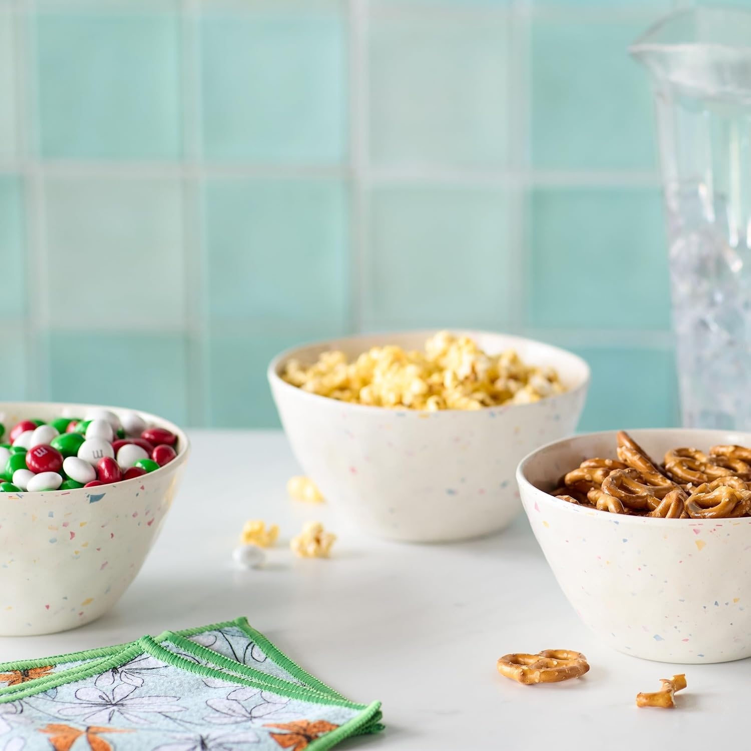 image:imageDEMDACO Decorative Snack Bowls for Nuts Fruit or Dips 3 x 6 Inch Melamine Confetti Set of 4