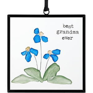 Demdaco Hanging Suncatcher Ornament for Window, 3 x 3 Inch Iron and Glass, Best Grandma Ever
