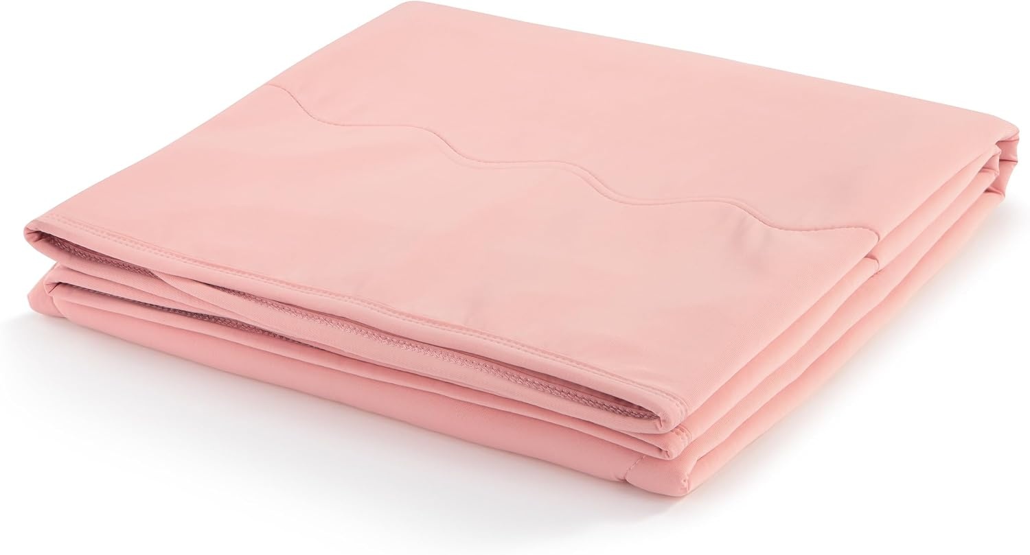 image:imageDEMDACO Weighted Cooling Lap Throw Blanket from Comfort Collection 50 x 60 Inch Polyester Sage GreenCoral Pink