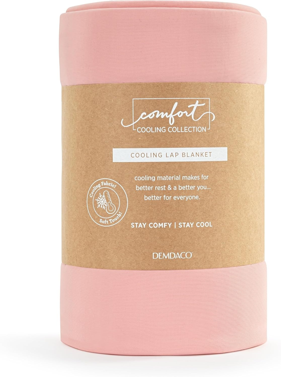 image:imageDEMDACO Weighted Cooling Lap Throw Blanket from Comfort Collection 50 x 60 Inch Polyester Sage GreenCoral Pink