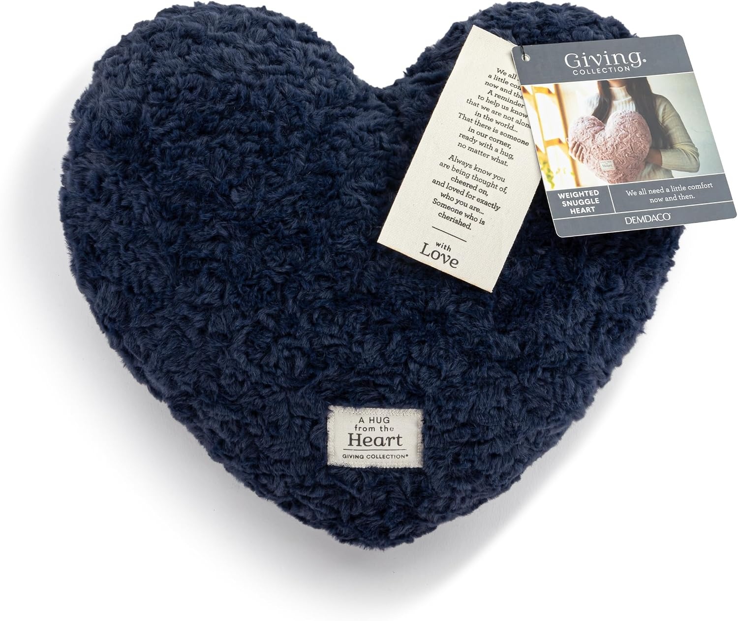 image:imageDEMDACO Weighted Snuggle Heart Pillow from Giving Collection 12 x 14 Inch Plush Polyester with Fiberfill and Glass Bead Stuffing Blush PinkBlue