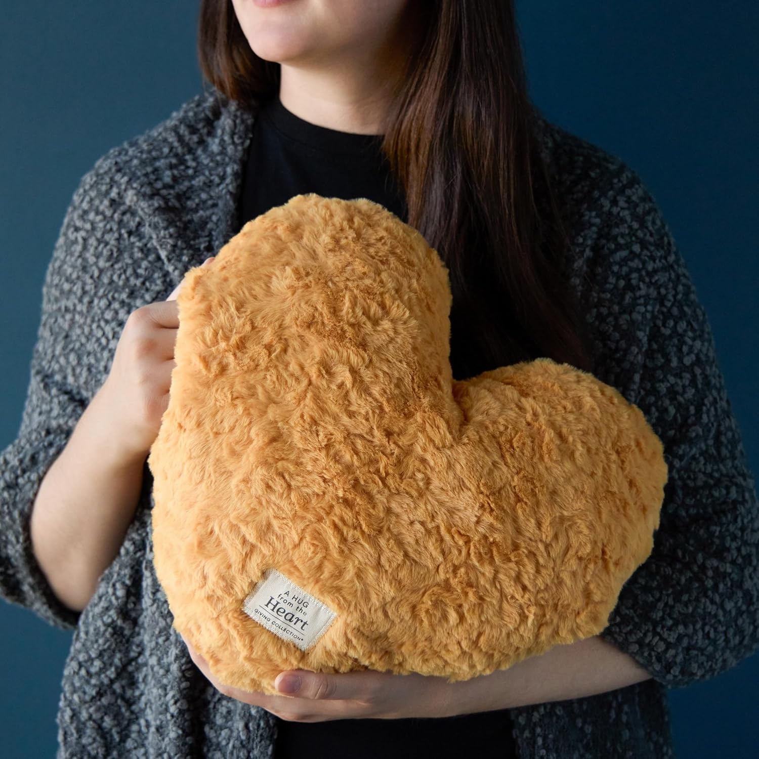 image:imageDEMDACO Weighted Snuggle Heart Pillow from Giving Collection 12 x 14 Inch Plush Polyester with Fiberfill and Glass Bead Stuffing Blush PinkYellow