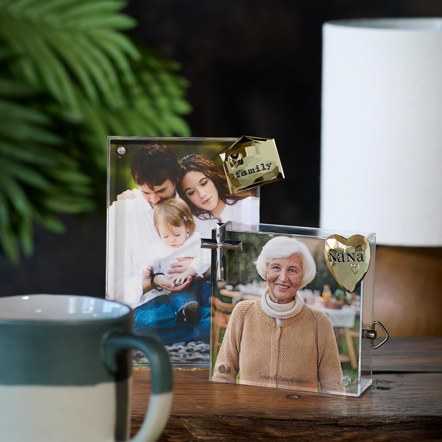 image:imageDEMDACO Meaningful Moments Collection Love From Above 4 inch Square White Acrylic and Metal Picture Frame For Photos Magnetic Charm Display Over The Rainbow