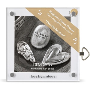 DEMDACO Meaningful Moments Collection Love From Above 4 inch Square White Acrylic and Metal Picture Frame For Photos, Magnetic Charm Display, Over The Rainbow