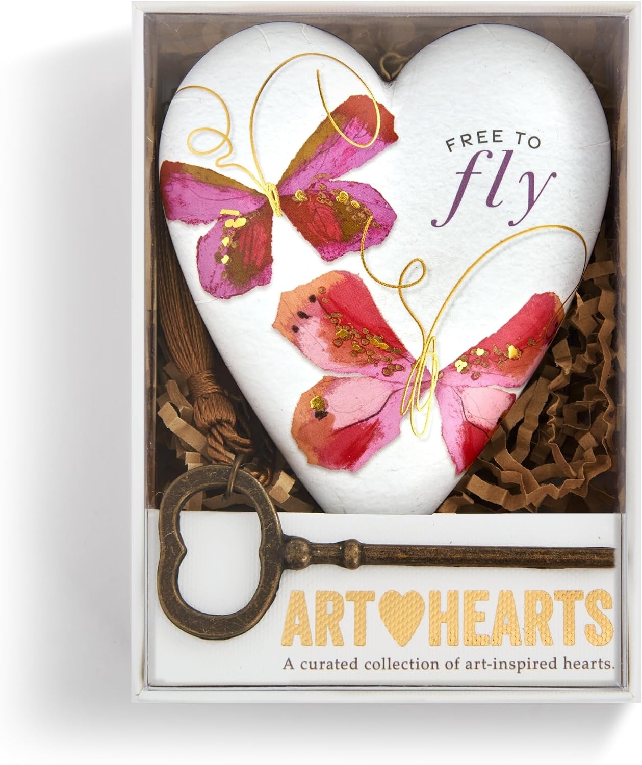image:imageDEMDACO Art Heart with Vintage Skeleton Key Stand Tabletop Sculpture 35 Inch Resin Free to Fly