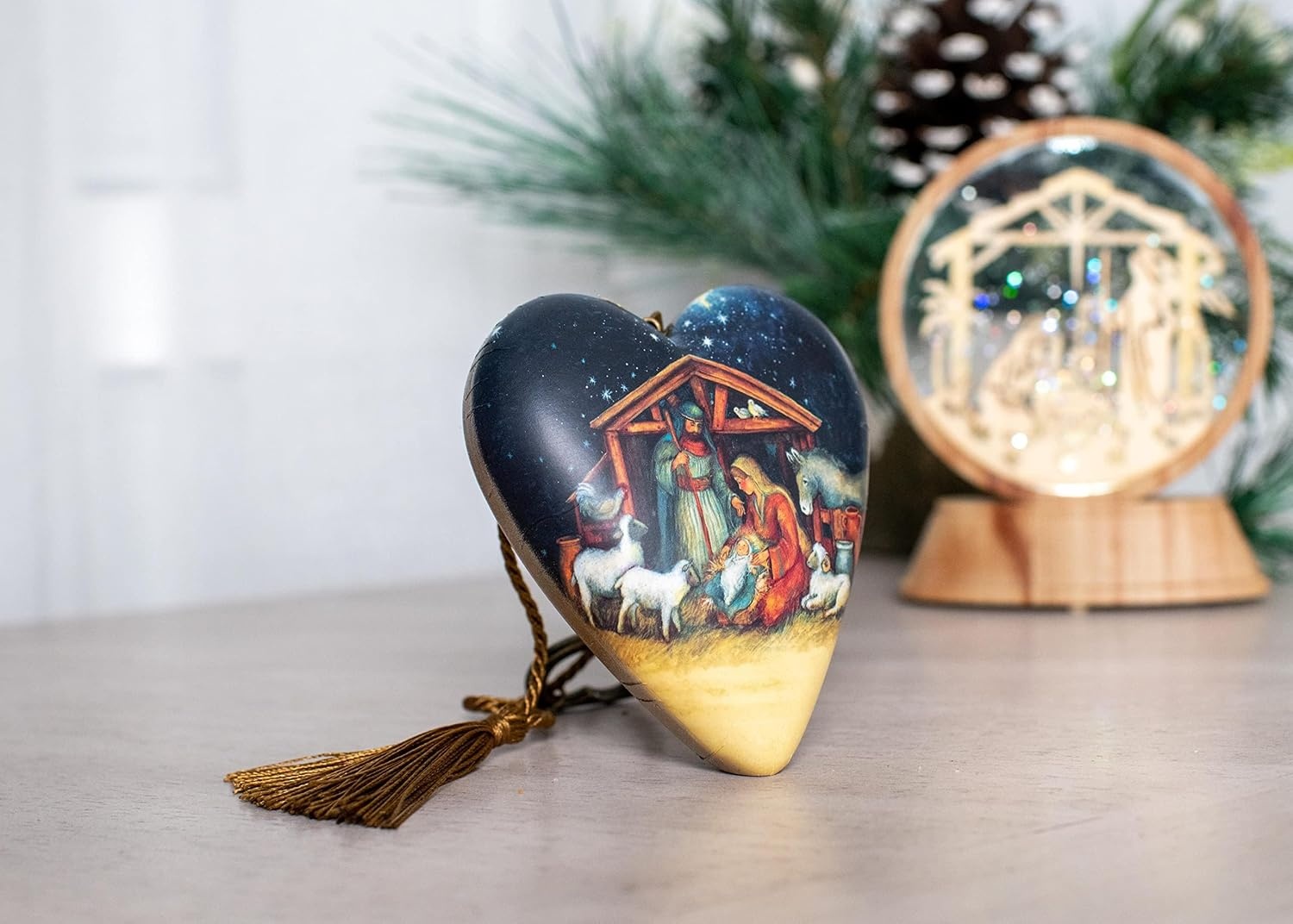 image:imageDEMDACO O Holy Night Nativity Art Heart Metal Paper and Resin 4 in