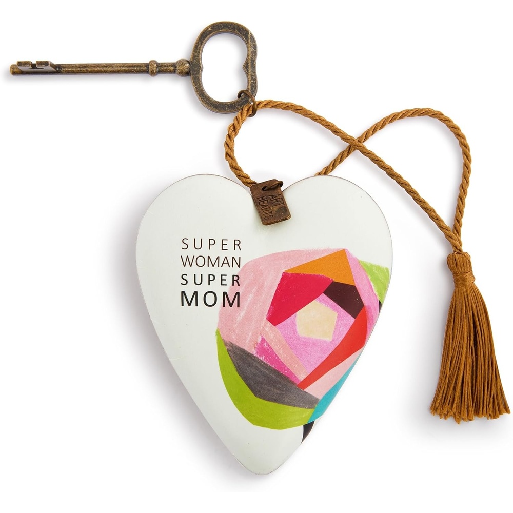 image:imageDEMDACO Art Heart with Vintage Skeleton Key Stand Tabletop Sculpture 35 Inch Resin Super Woman Super Mom