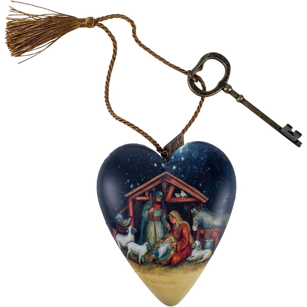 image:imageDEMDACO O Holy Night Nativity Art Heart Metal Paper and Resin 4 in
