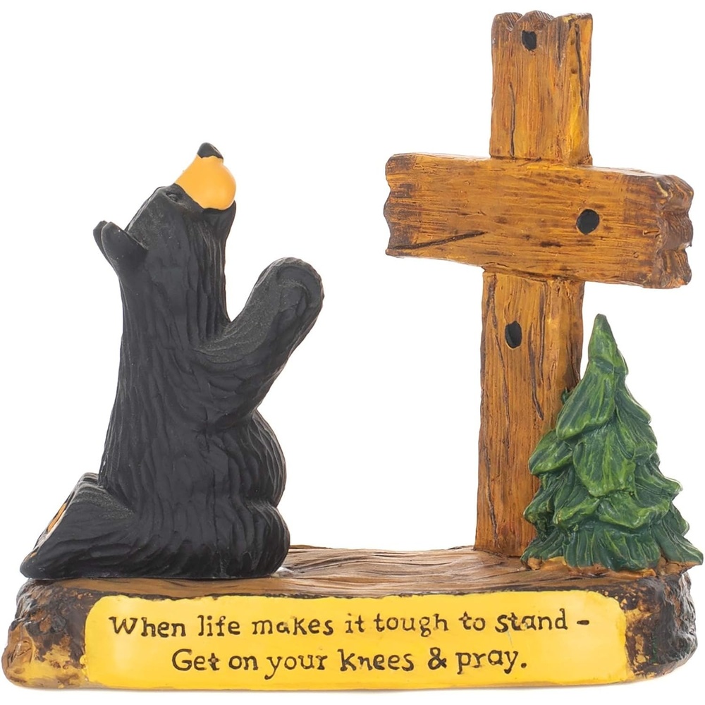 image:imageDEMDACO Bearfoots by Jeff Fleming Pray Black Bear Figurine 5 x 55 in