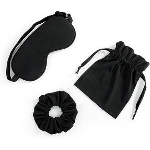DEMDACO Cooling Weighted Eye Sleep Mask and Scrunchy Hair Tie Giftable Set with Travel Bag Spandex and Polyester Coral Pink(Black)