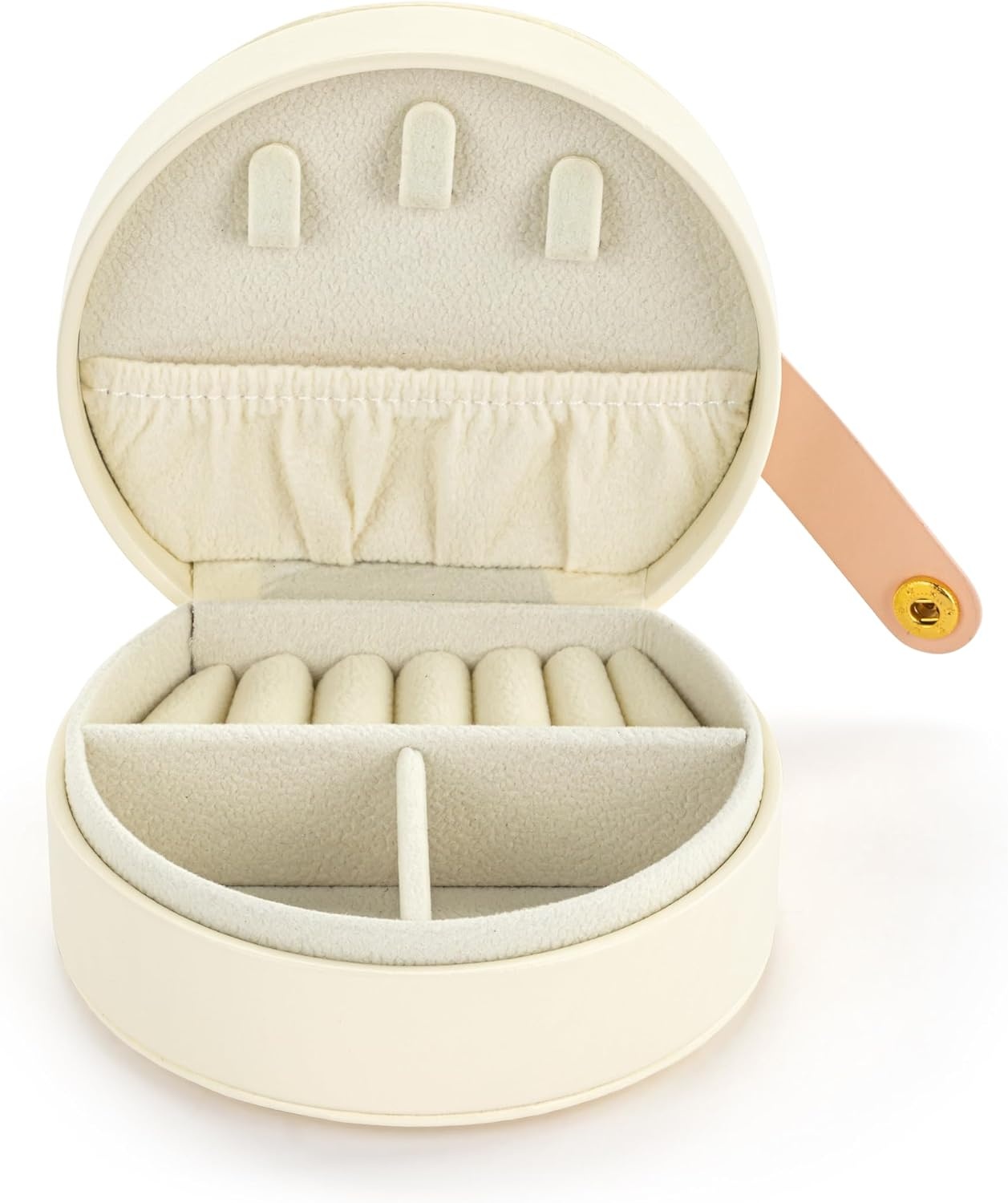 image:imageDEMDACO Compact Travel Jewelry Case With Snap Closure 3 x 4 Inch Vegan Leather Sage GreenOffWhite