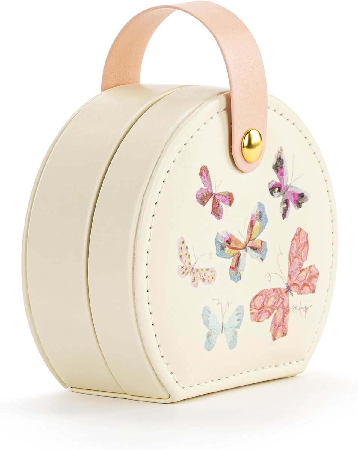 image:imageDEMDACO Compact Travel Jewelry Case With Snap Closure 3 x 4 Inch Vegan Leather Sage GreenOffWhite
