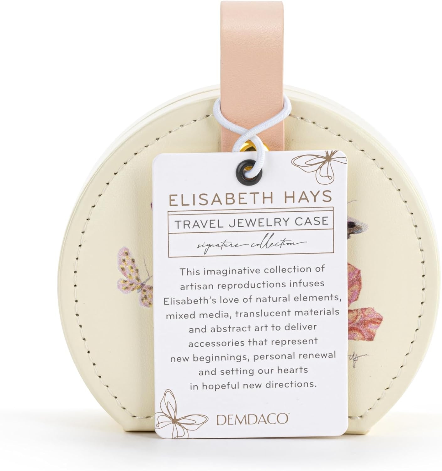 image:imageDEMDACO Compact Travel Jewelry Case With Snap Closure 3 x 4 Inch Vegan Leather Sage GreenOffWhite