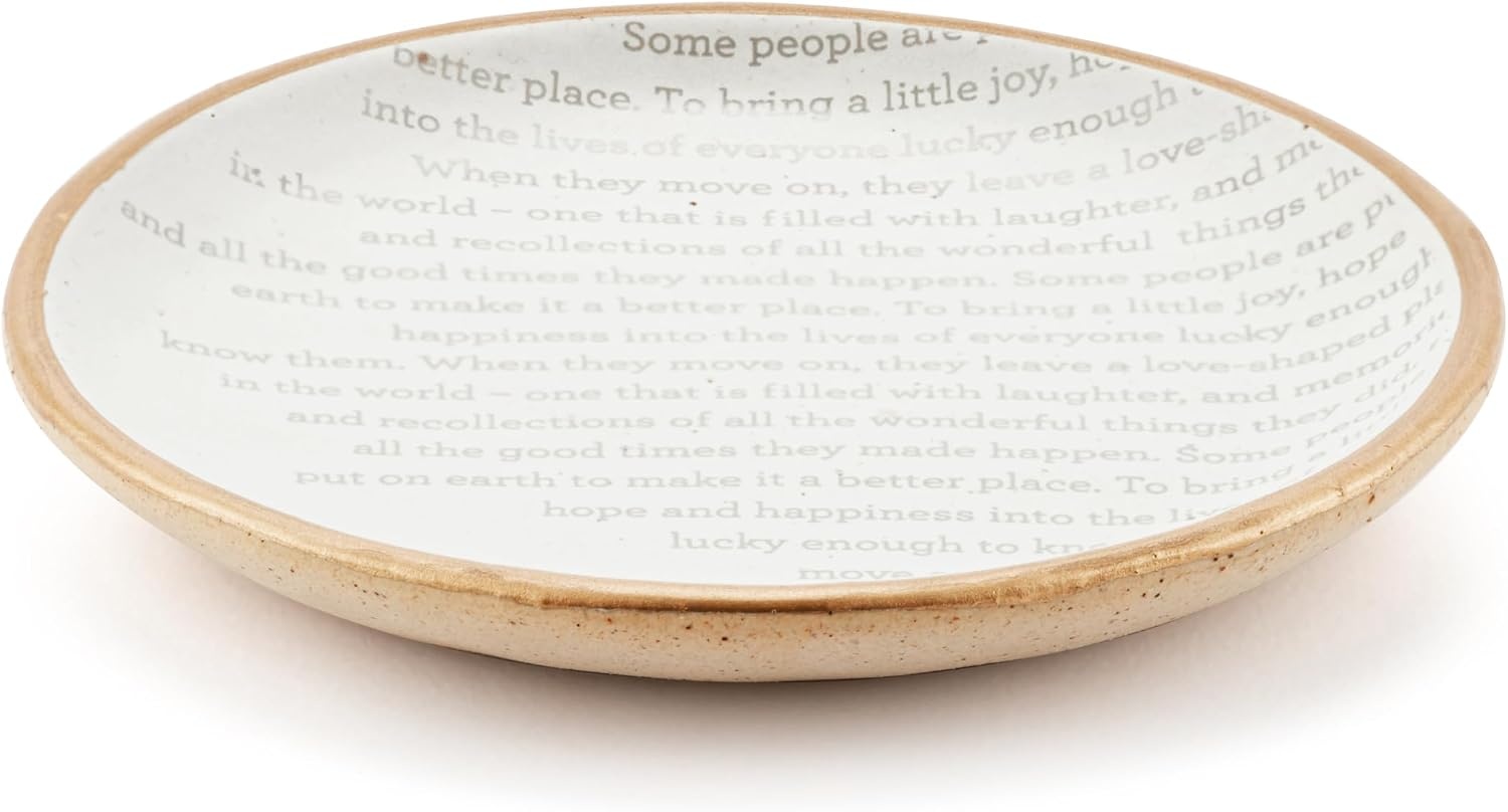 image:imageDEMDACO Inspired Everyday Collection Remembrance Round White with Raw Clay Bottom 4 x 4 Stoneware Inspired Round Trinket Dish Jewelry TrayInspired Trinket Dish Remembrance