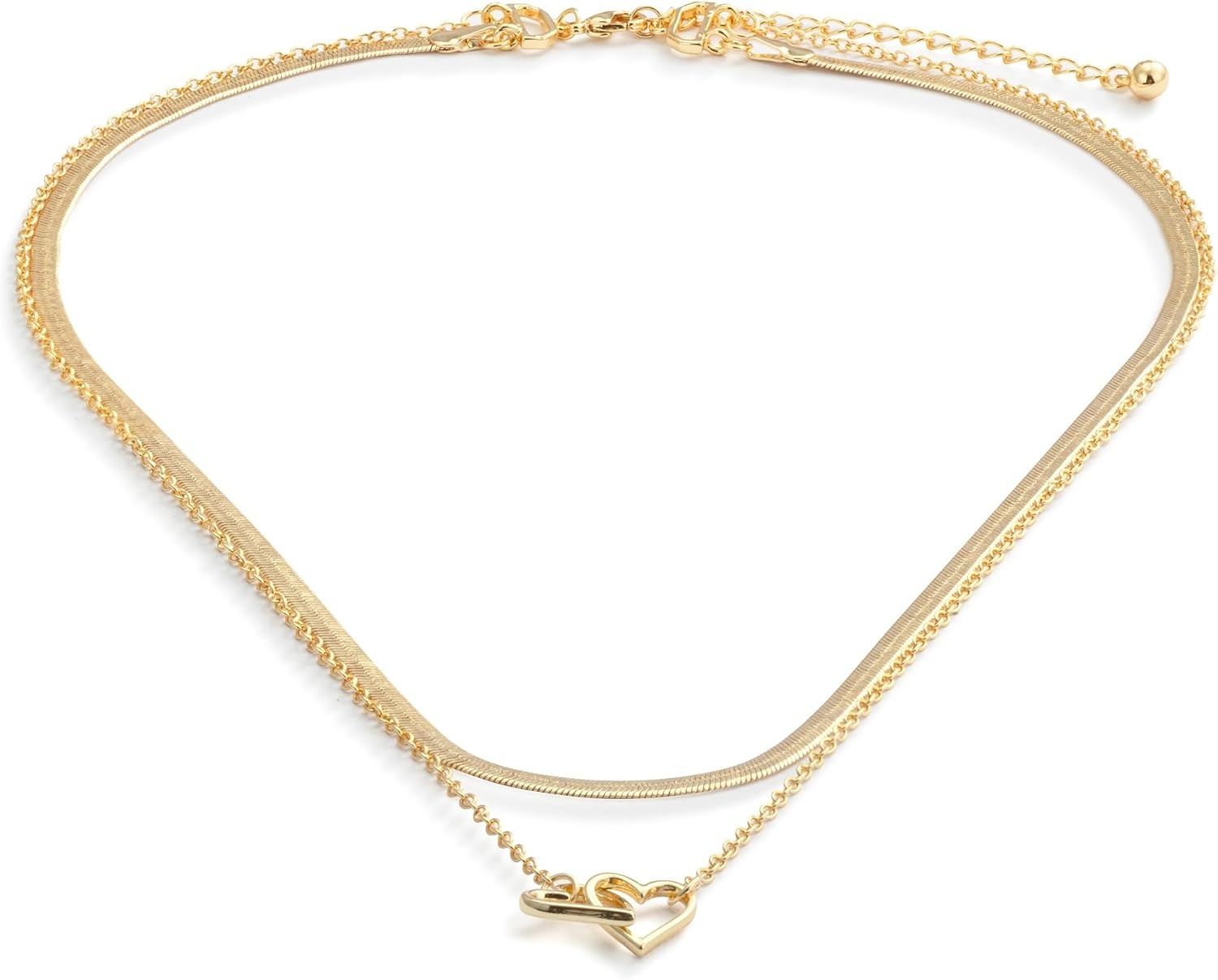 image:imageDEMDACO Womens Everyday Fashion Layered Pendant Chain Necklace 18 InchGold Heart