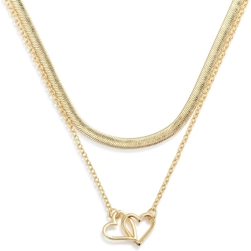 image:imageDEMDACO Womens Everyday Fashion Layered Pendant Chain Necklace 18 InchGold Heart