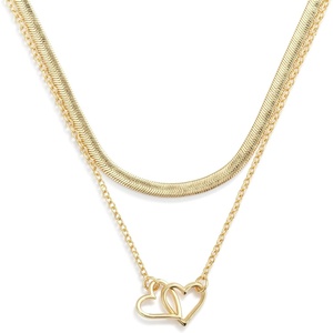 DEMDACO Women’s Everyday Fashion Layered Pendant Chain Necklace, 18 Inch(Gold Heart)