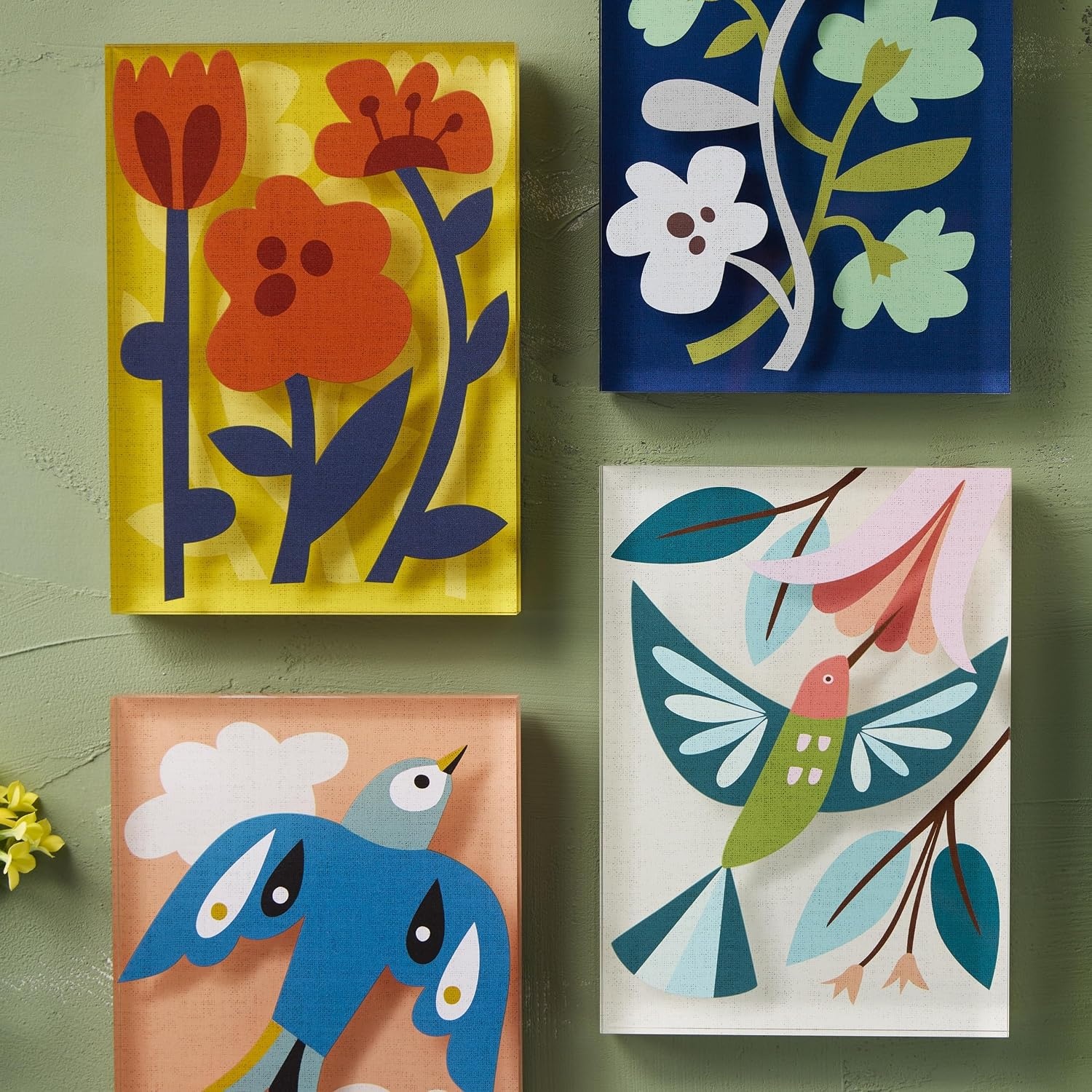 image:imageDEMDACO Hanging Tile Wall Art Everyday Home Dcor 5 x 7 Inch Acrylic Floral Choose Happy Together