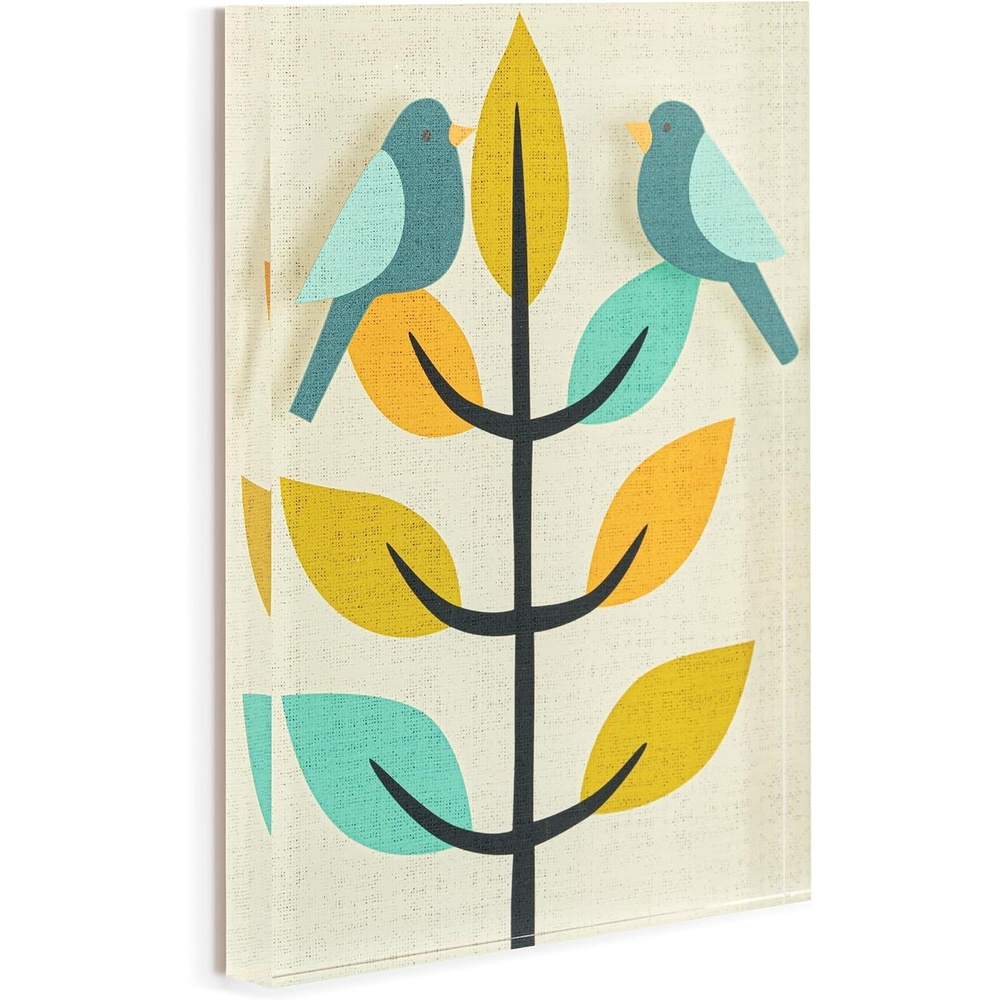 image:imageDEMDACO Hanging Tile Wall Art Everyday Home Dcor 5 x 7 Inch Acrylic Birds Together