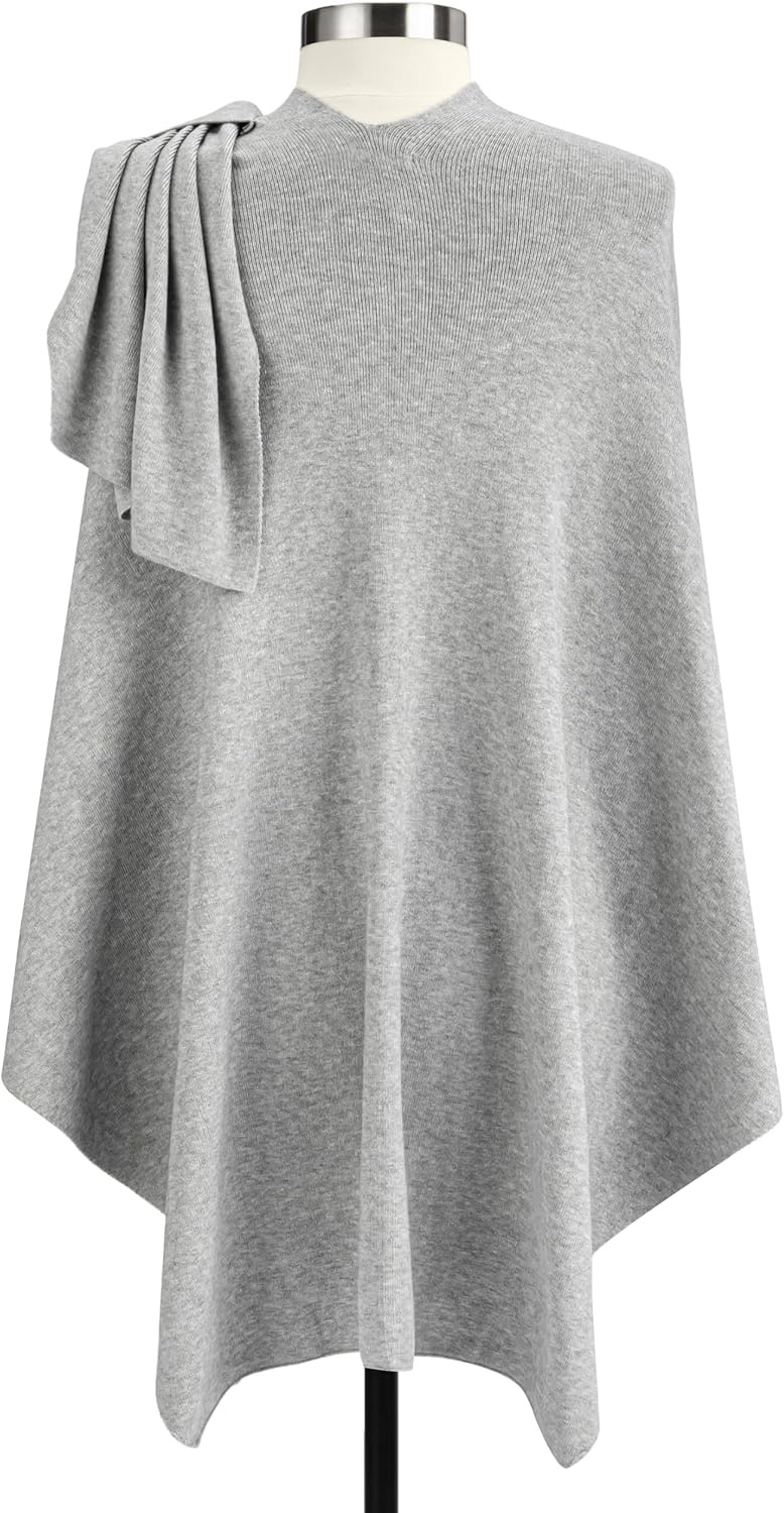 image:imageDEMDACO Keyhole Pullover Poncho Travel Wrap CottonGray