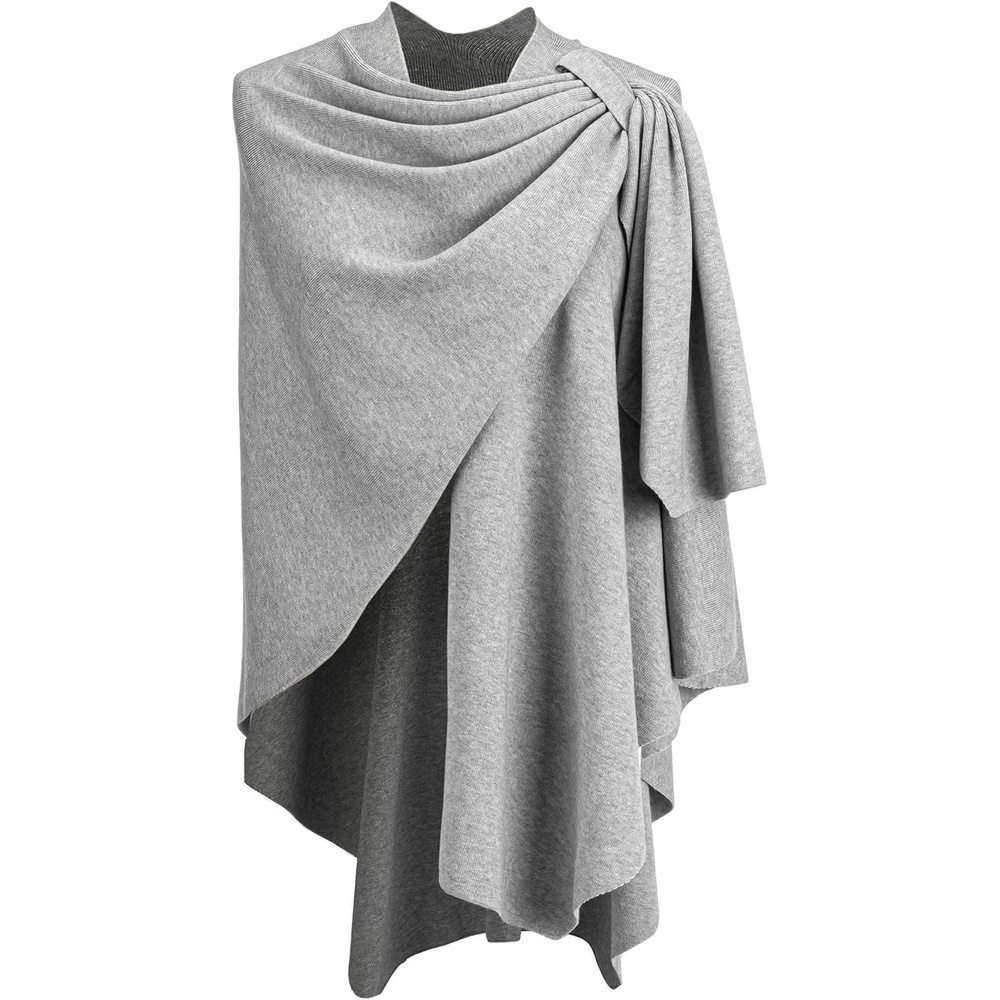 image:imageDEMDACO Keyhole Pullover Poncho Travel Wrap CottonGray