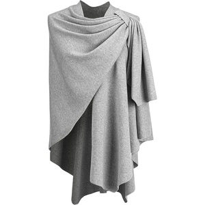 DEMDACO Keyhole Pullover Poncho Travel Wrap, Cotton(Gray)
