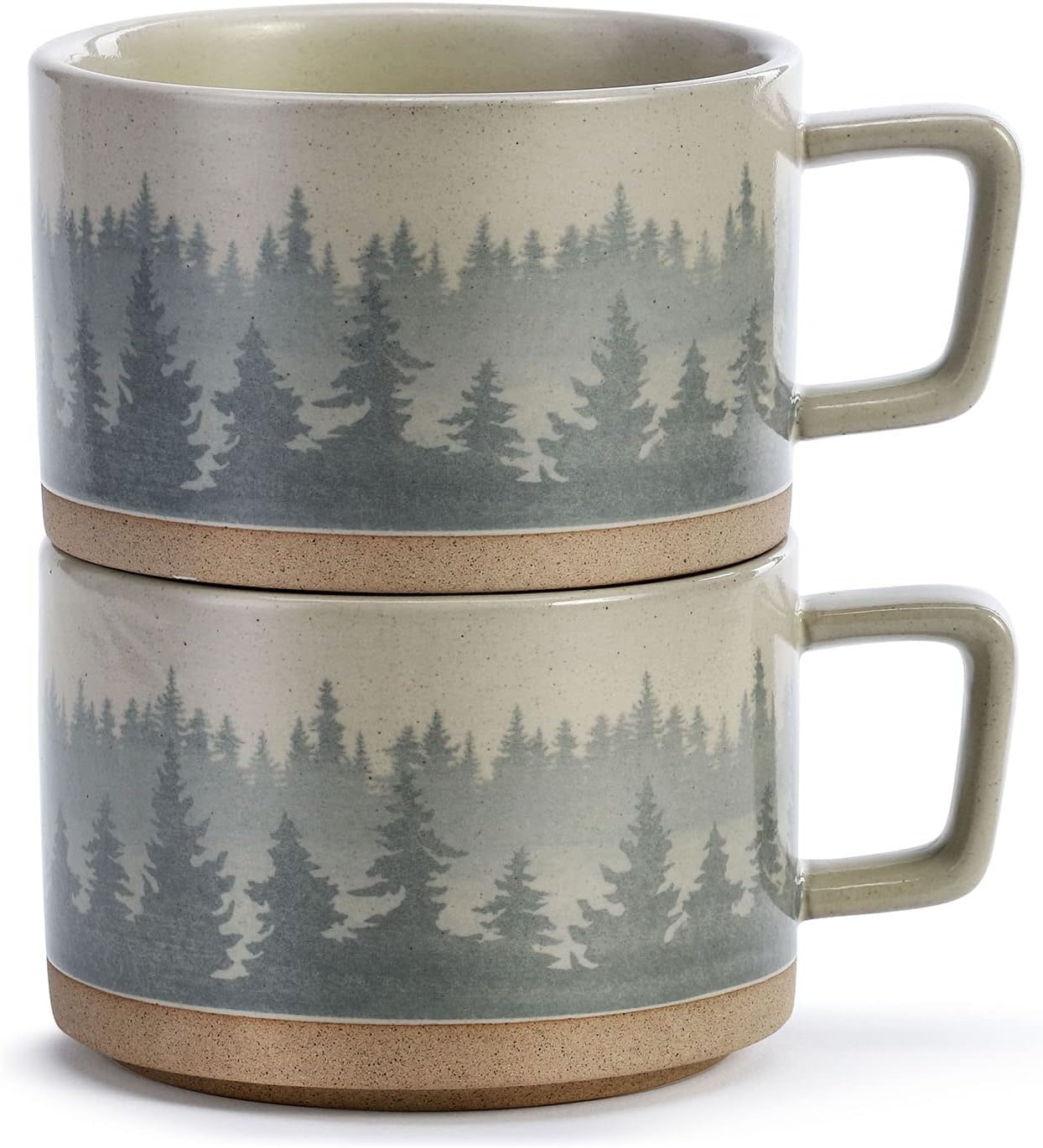 image:imageDEMDACO Forest Mist Hazy Grey Ombre 16 ounce Ceramic Stoneware Soup Mugs Set of 2